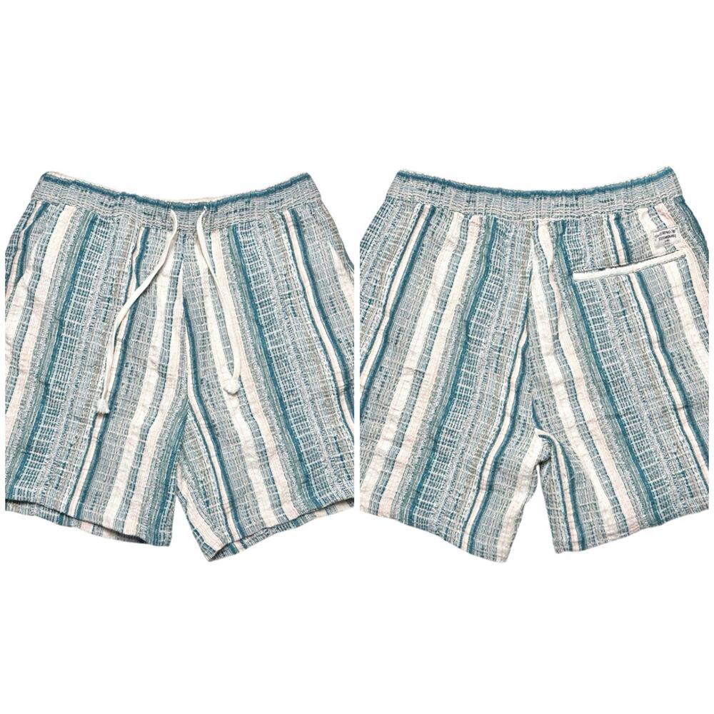 Zara | Men | Coastal Summer Stripe Cotton Tweed Textured Shorts | Size L-XL